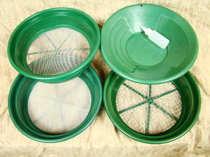 3 Large Screens 1/2-1/12-1/50"Classifiers-Sifting +14" Green Gold Pan & Snuffer