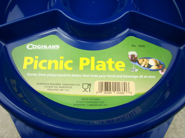 Set of 4 Blue Coghlan Plastic Picnic Plates and Drink Holders, Camping, BBQ