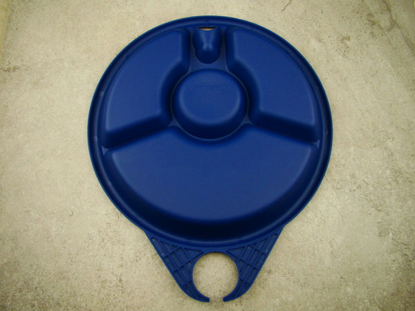Set of 4 Blue Coghlan Plastic Picnic Plates and Drink Holders, Camping, BBQ