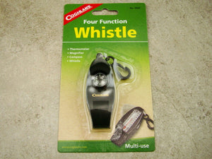 Four Function Whistle, Coghlans, Thermometer, Compass, Magnifier, Whistle