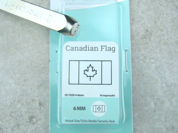 "Canadian Flag" 1/4"-6mm-Large Stamp-Metal-Hardened Steel-Gold & Silver Bar