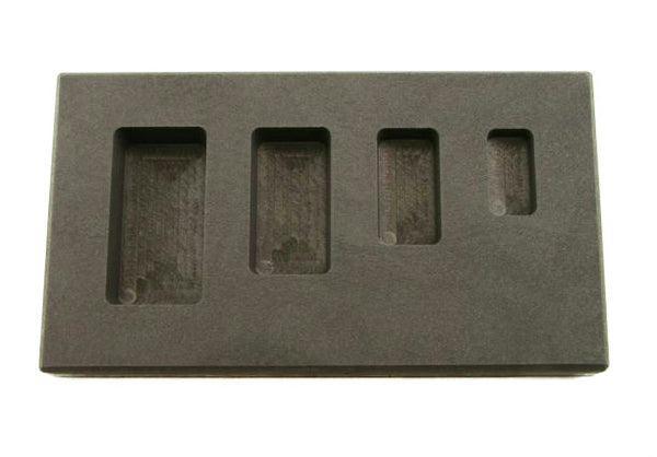 1/4-1/2-1-2 oz High Density Graphite Gold Bar Mold 4-Cavitiy Combo-Silver Copper