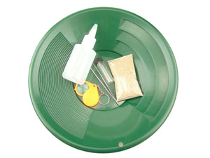 "Gold Rush Mining Kit" Real PayDirt-12" Green Gold Pan-Vial-Snuffer-Tweez-Loupe