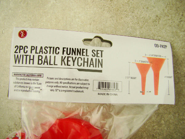 2Pc Plastic Funnel Set With Ball Keychain, Camping, Prospecting, Mining, Hiking
