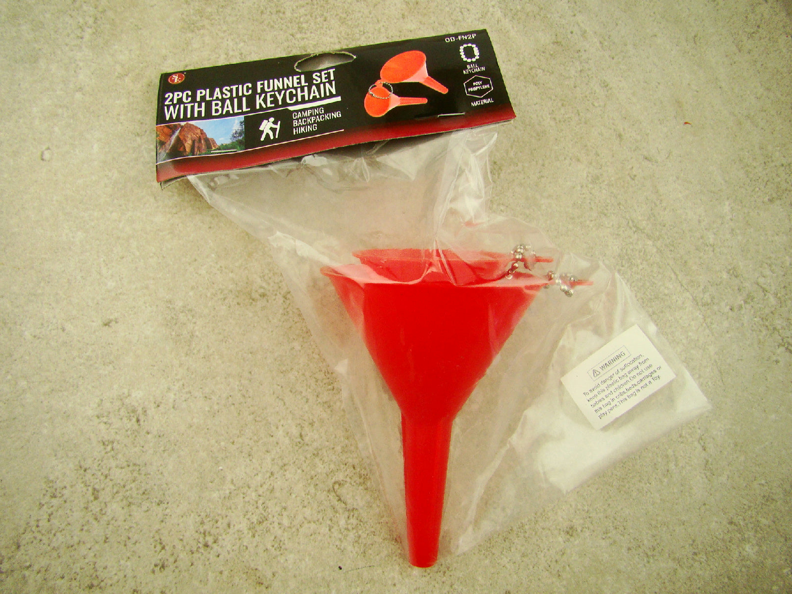 2Pc Plastic Funnel Set With Ball Keychain, Camping, Prospecting, Mining, Hiking