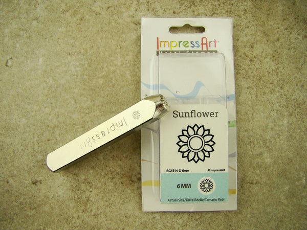 "Sunflower" Plant Nature 6mm-Large Stamp-Metal-Hardened Steel-Gold & Silver Bar