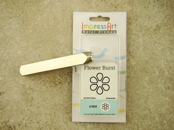 "Flower Burst" Nature 6mm-Large Stamp-Metal-Hardened Steel-Gold & Silver Bar