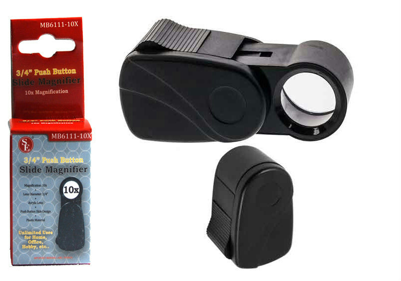 10 x 3/4" Sliding Magnifier, Acrylic Lens (Black), Home,Office,Hobby