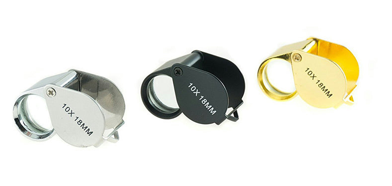 3 Pc 10x18MM Jewelers Loupe Set - Silver, Gold, Black Plated