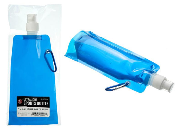 Lot of 3 Blue Ultralight Sports Bottles W/Carabiner (16 FL Oz) - BPA free- FDA