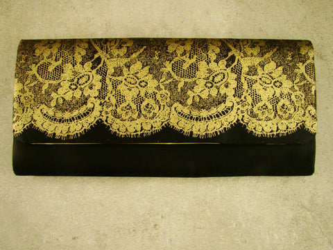 Elegant Ladies Evening Black and Gold Clutch Bag