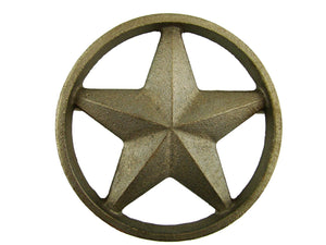 Cast Iron Round Texas Star -Weldable Paintable Deco Fence Gate House Barn 4-3/8"