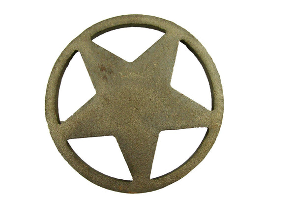 Cast Iron Round Texas Star -Weldable Paintable Deco Fence Gate House Barn 4-3/8"