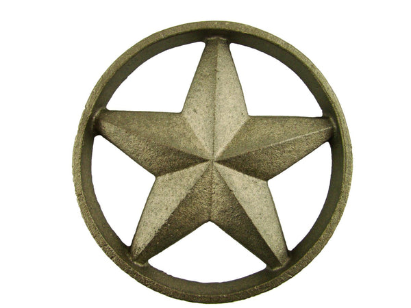 Cast Iron Round Texas Star -Weldable Paintable Deco Fence Gate House Barn 5-1/4"