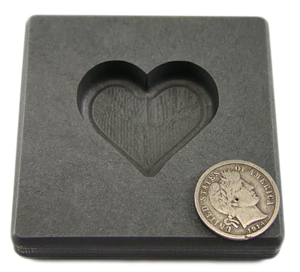 2 oz Valentines Day Heart Gold High Density Graphite Mold 1 oz Silver Necklace