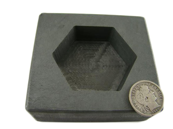 10 oz Gold 6 oz Silver Bar High Density Graphite Hexagon Mold Loaf-Pour Copper