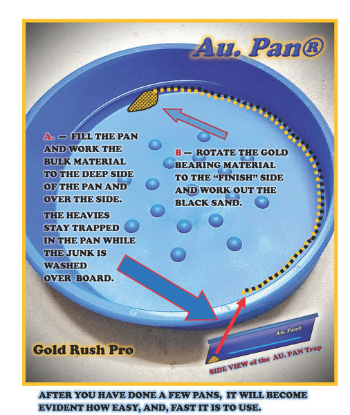 12" Blue AU. Gold Pan Max Panning Kit w/Paydirt - GoldRush Pro Series USA Made
