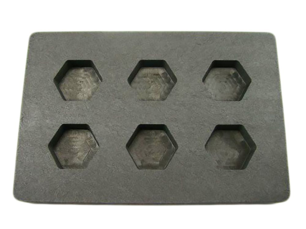 High Density Graphite Hexagon Mold 1oz Gold Bar Loaf 6-Cavities1/2oz Silver
